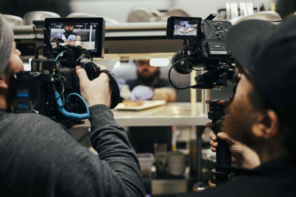 Filming food preparations at The Hasmer House